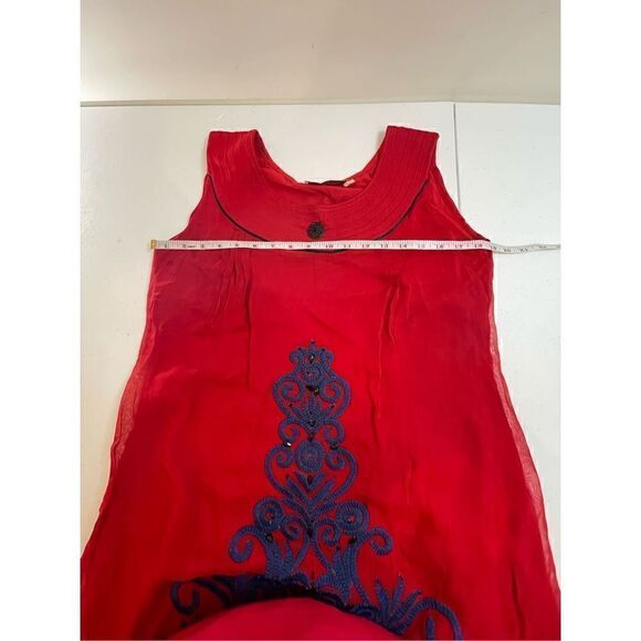 Red navy blue women’s embroidered jeweled 2X dress - Picture 3 of 6